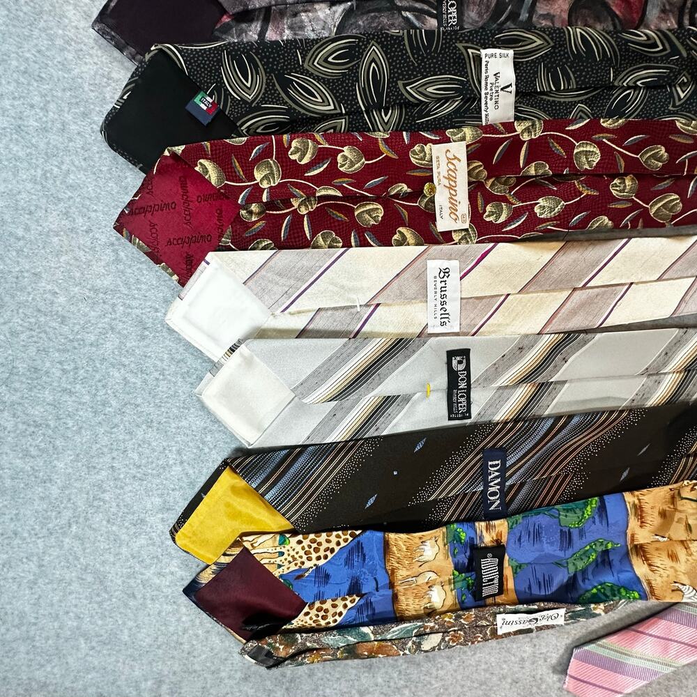 Vintage MCM Mens Branded Neckties Lot  Bundle Retro Geometric Patterned Ties 14